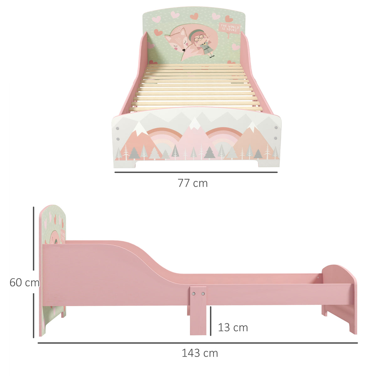 ZONEKIZ Toddler Bed Frame, Kids Bedroom Furniture For Ages 3-6 Years, Pink