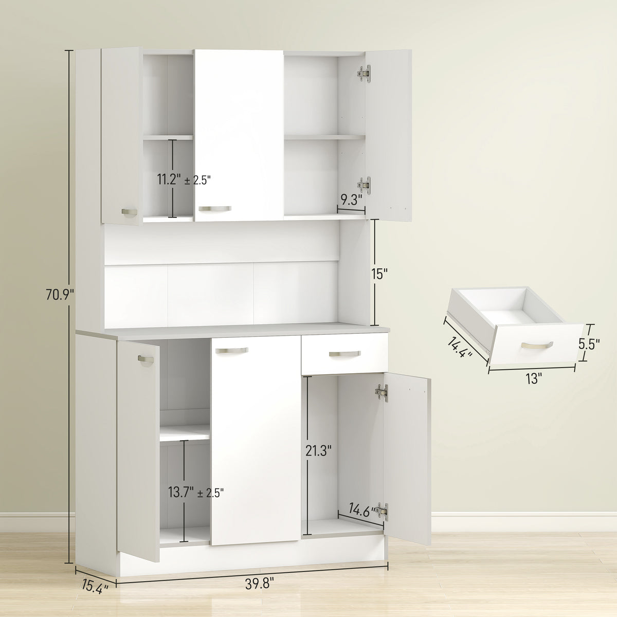 71" Kitchen Pantry Cabinet