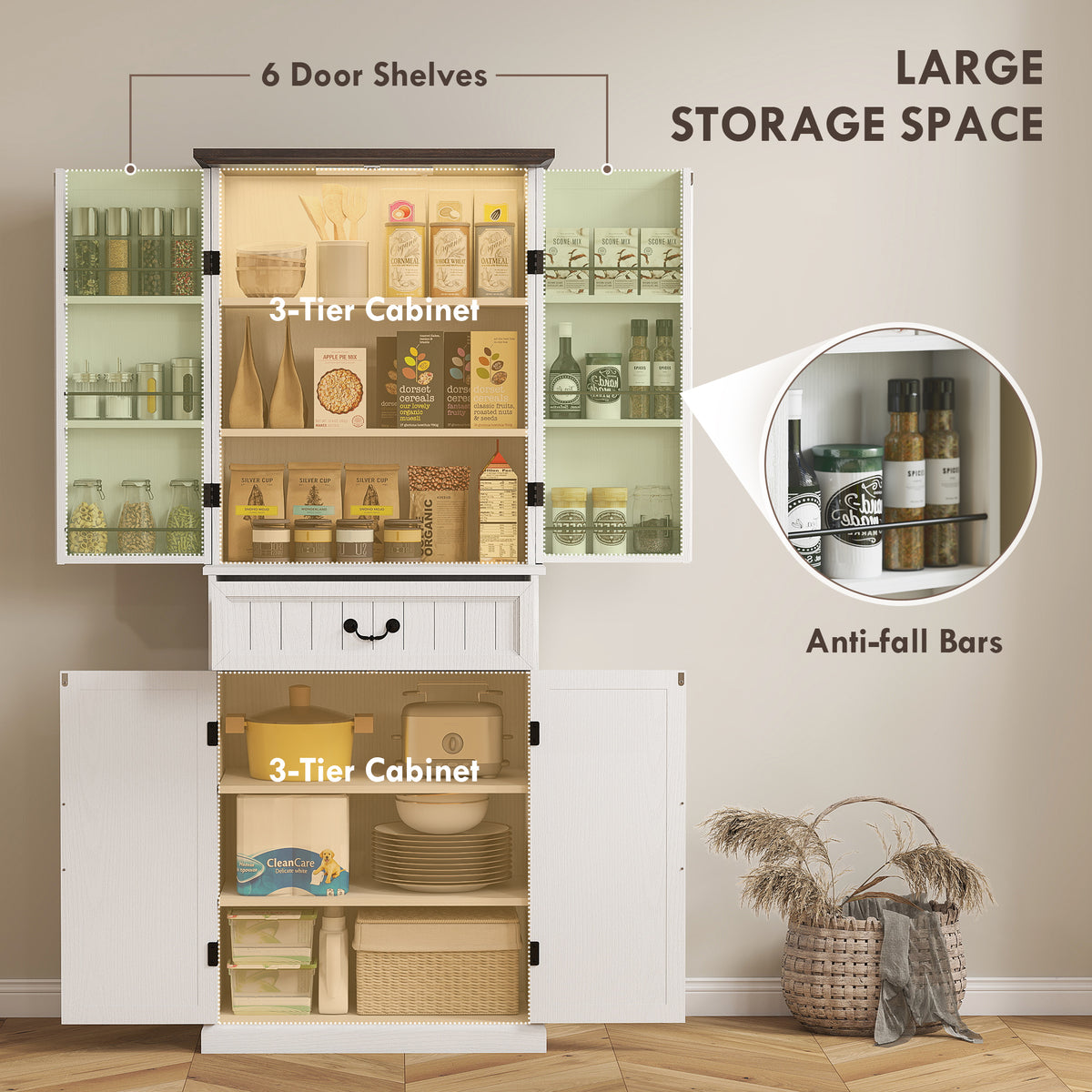71" LED Kitchen Pantry Cabinet