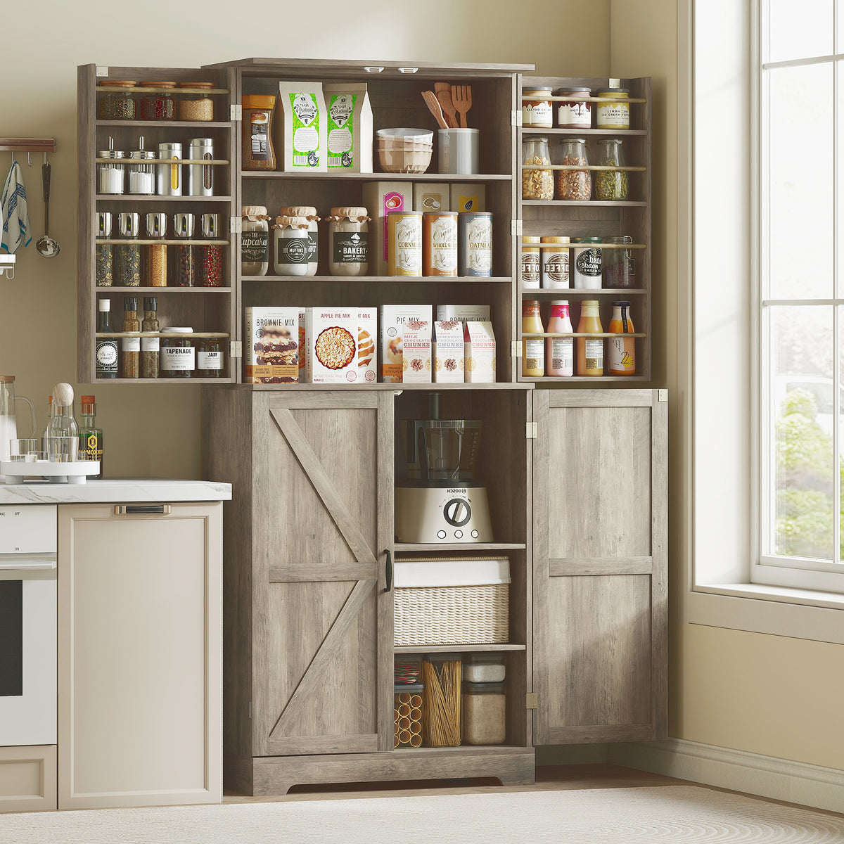 71" LED Kitchen Pantry Cabinet