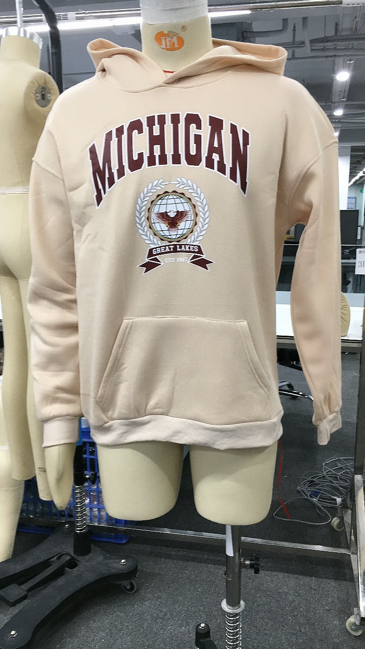Men's Vintage Michigan Letters Casual Hoodie Sweater