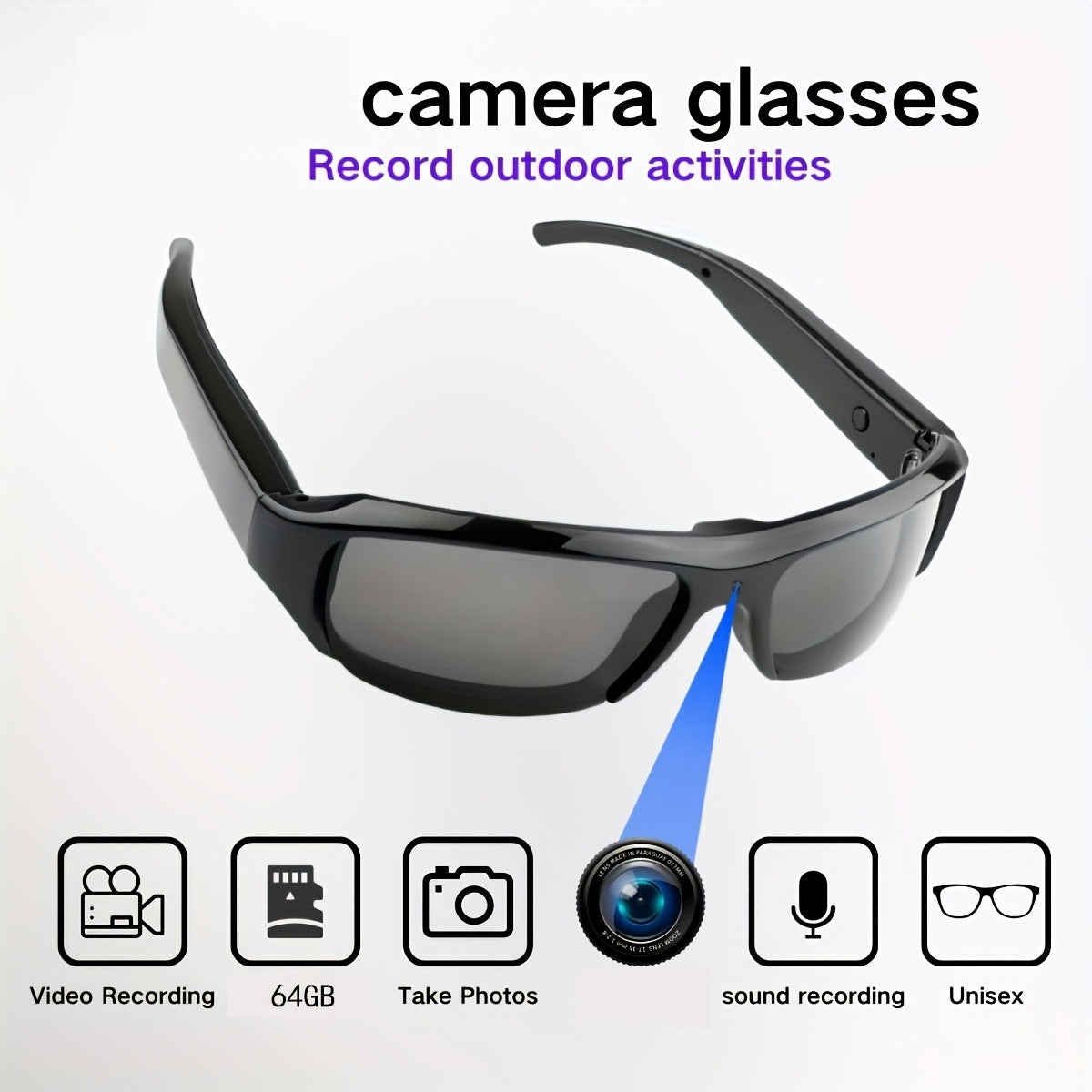 1080p HD Camera Glasses Outdoor Shooting