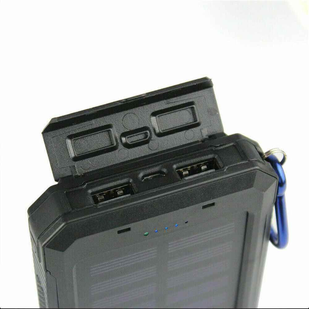 Solar Power Bank Waterproof 2USB LED Battery Charger For Cell Phone
