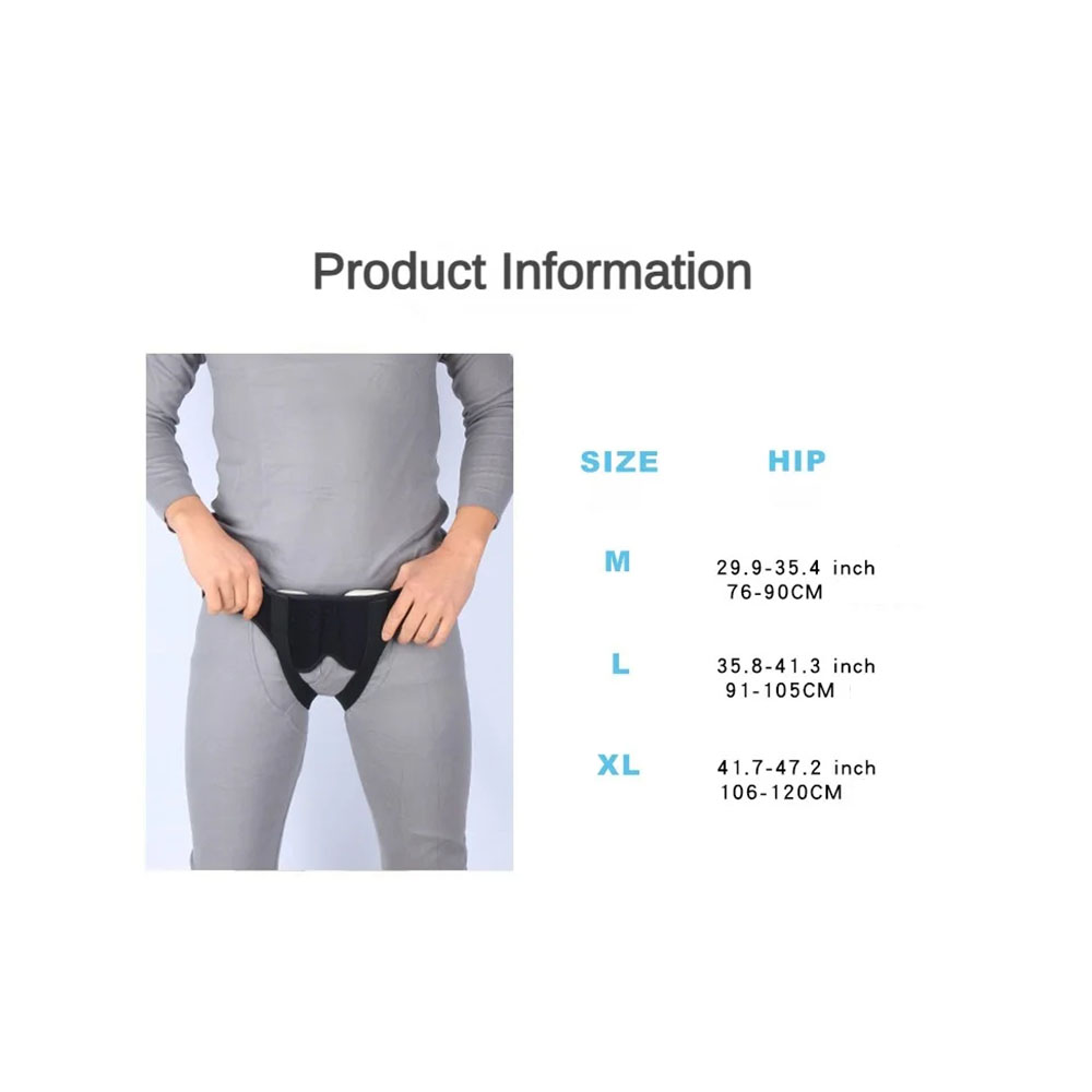 Intestinal Hernia Fixation Belt, Machine Washable Black PU Foam Pad Breathable Men Inguinal Hernia Tape For Body Care
