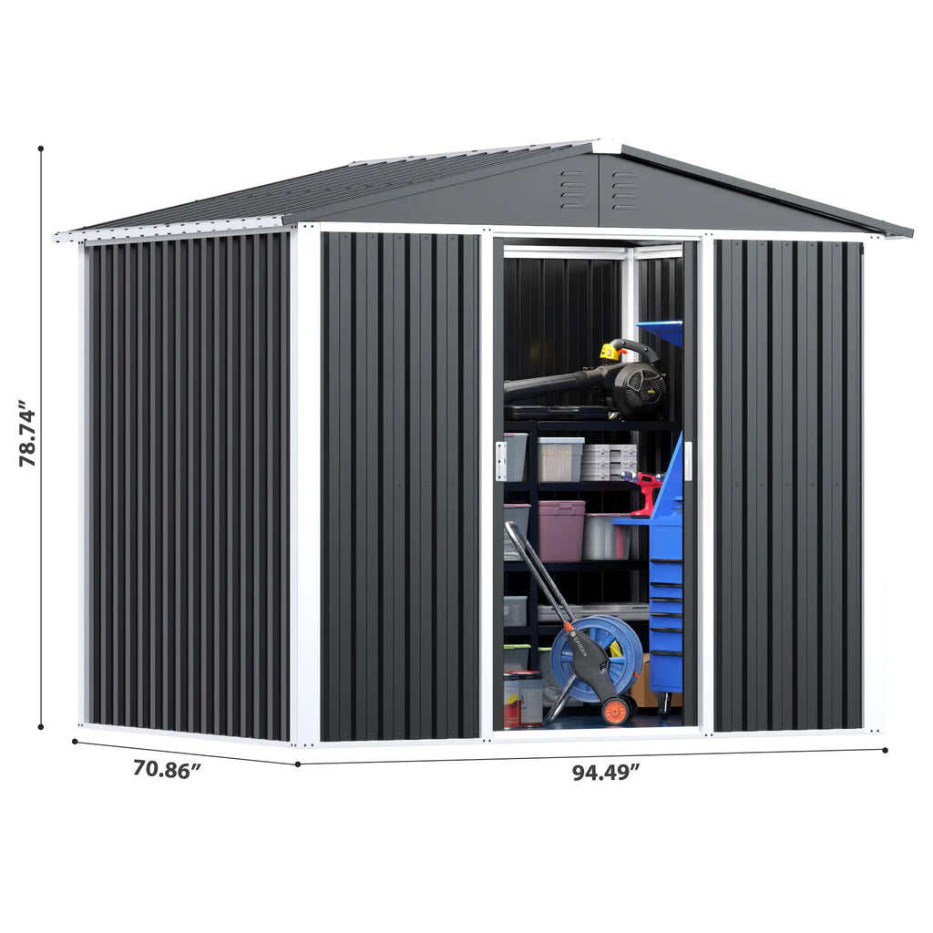 Outdoor Metal Shed 8.6 Ft. W X 6.3 Ft. D Metal Shed With Sliding Door In Black 54 Sq. Ft.
