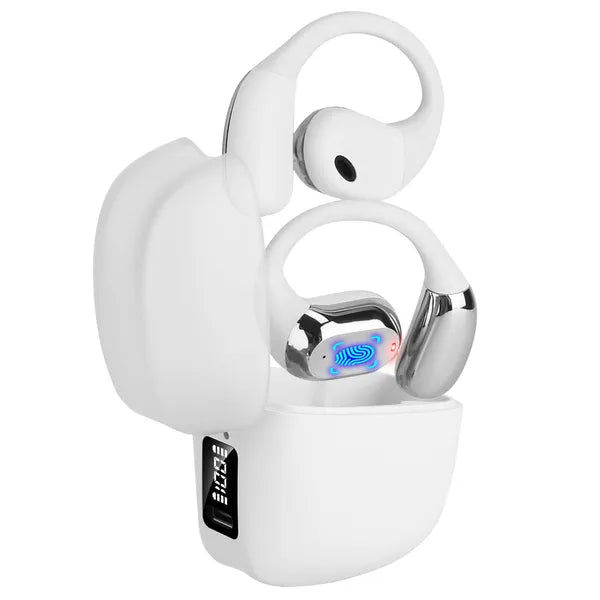 Wireless V5.4 Open Ear Earbuds With Earhook LED Display Charging Case IPX5 Waterproof 300Hrs Standby Time Touch Control Stereo Sport Headphones For Workout Running