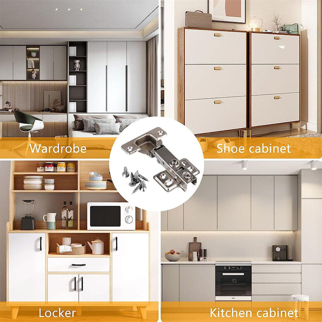 10PCS SOFT CLOSE 35mm KITCHEN CABINET CUPBOARD STANDARD DOOR HINGES NEW