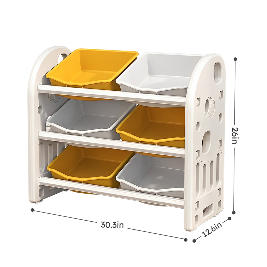 Kids Toy Storage Organizer With 6 Bins - Multi-functional Nursery Furniture Set