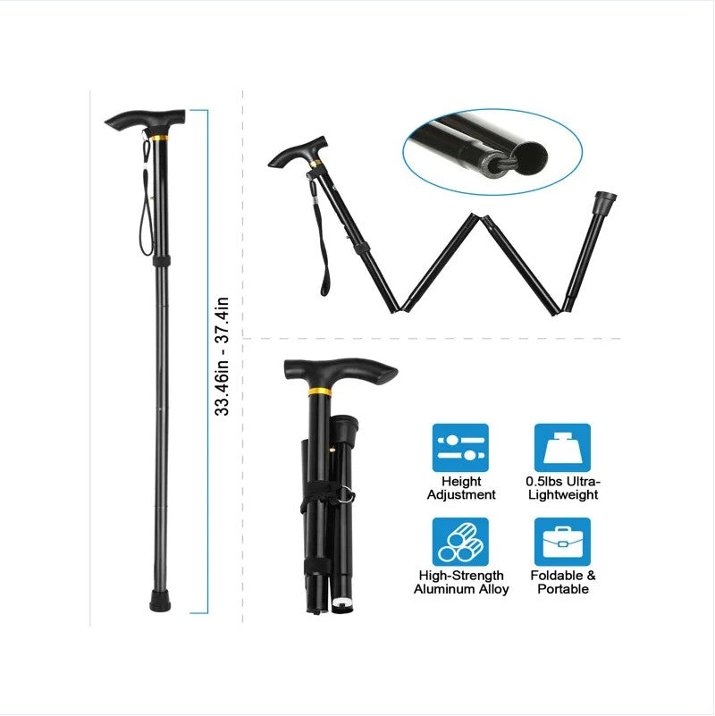 Black Male And Female Hikers Portable Mobility Aid Cane