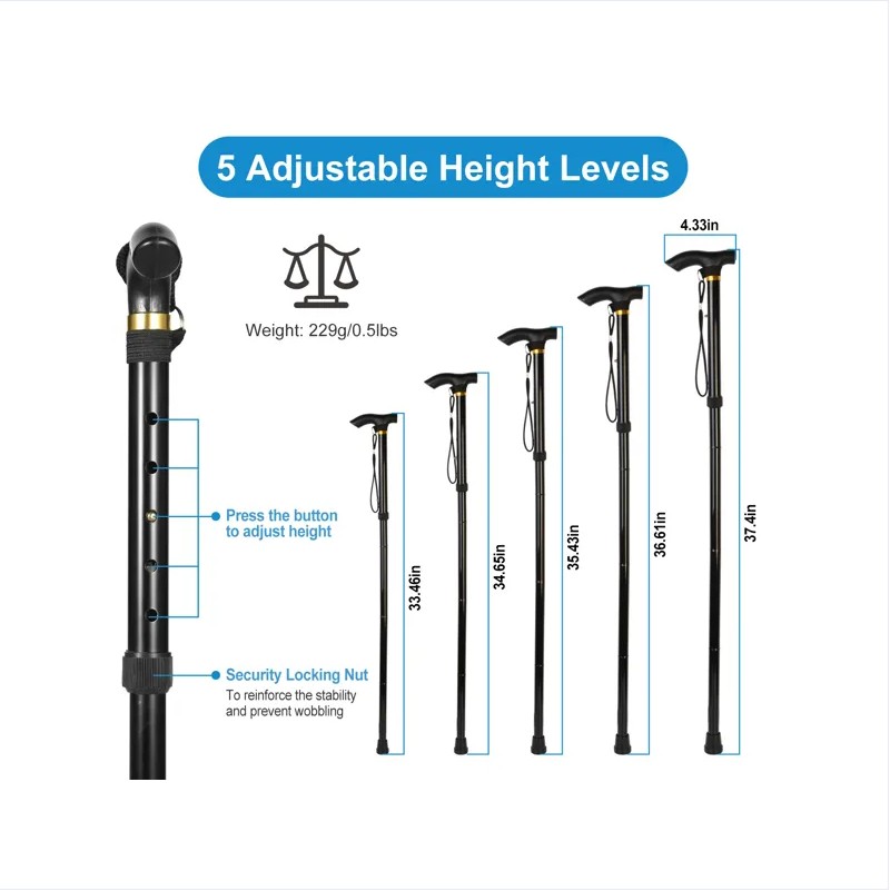 Black Male And Female Hikers Portable Mobility Aid Cane