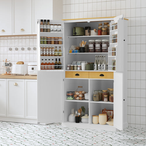 40.2x20x71.3 Inches Tall Freestanding Kitchen Pantry Large Cabinet Storage Cabinet Unavailable Platforms- Welfel