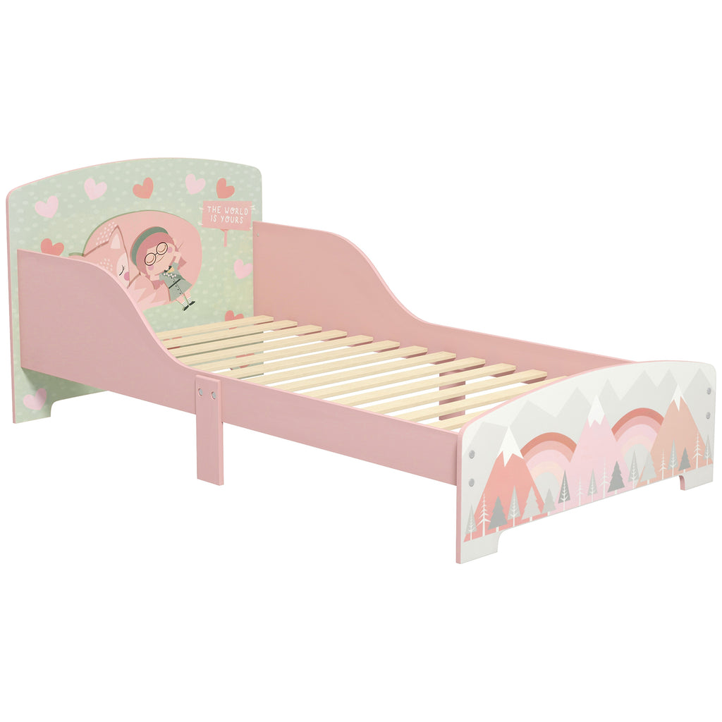 ZONEKIZ Toddler Bed Frame, Kids Bedroom Furniture For Ages 3-6 Years, Pink