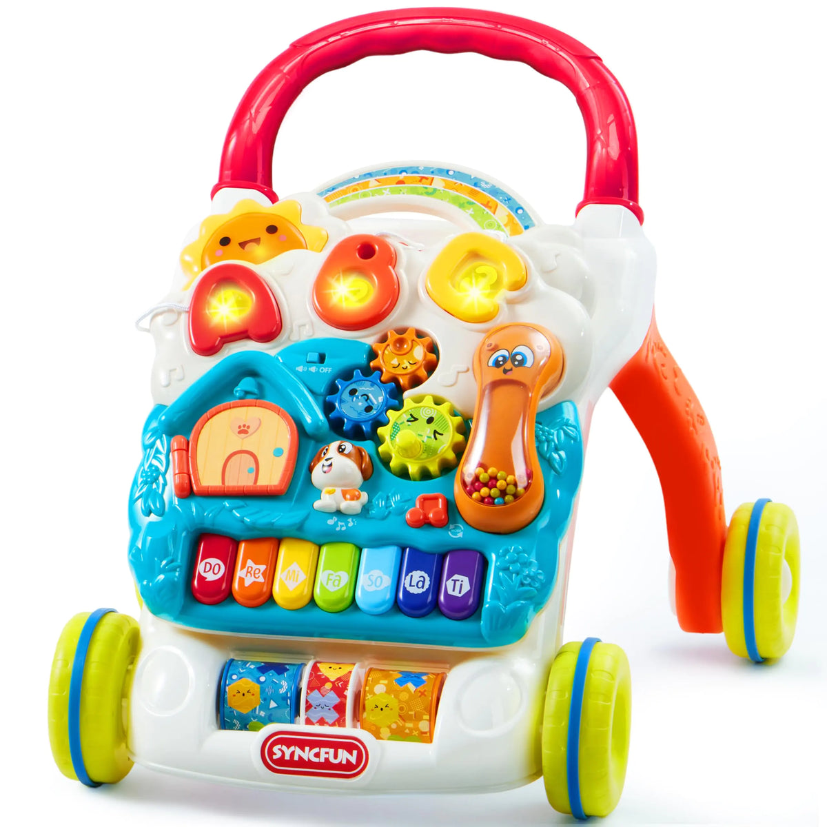 SYNCFUN Baby Learning Walker 2 in 1 Sit to Stand Learning Toys Baby Toys 6-12 Months Educational Toys for 1 Year Old Push Walker Gift with Wheels for Infant Boys Girls
